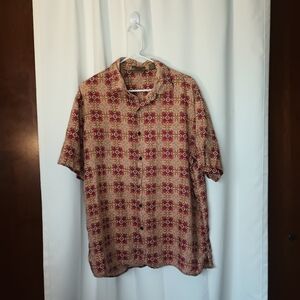 Axist Mens Wave Washed Linen Hawaiian Shirt XL Retro 90s Eclectic Grandpa Island